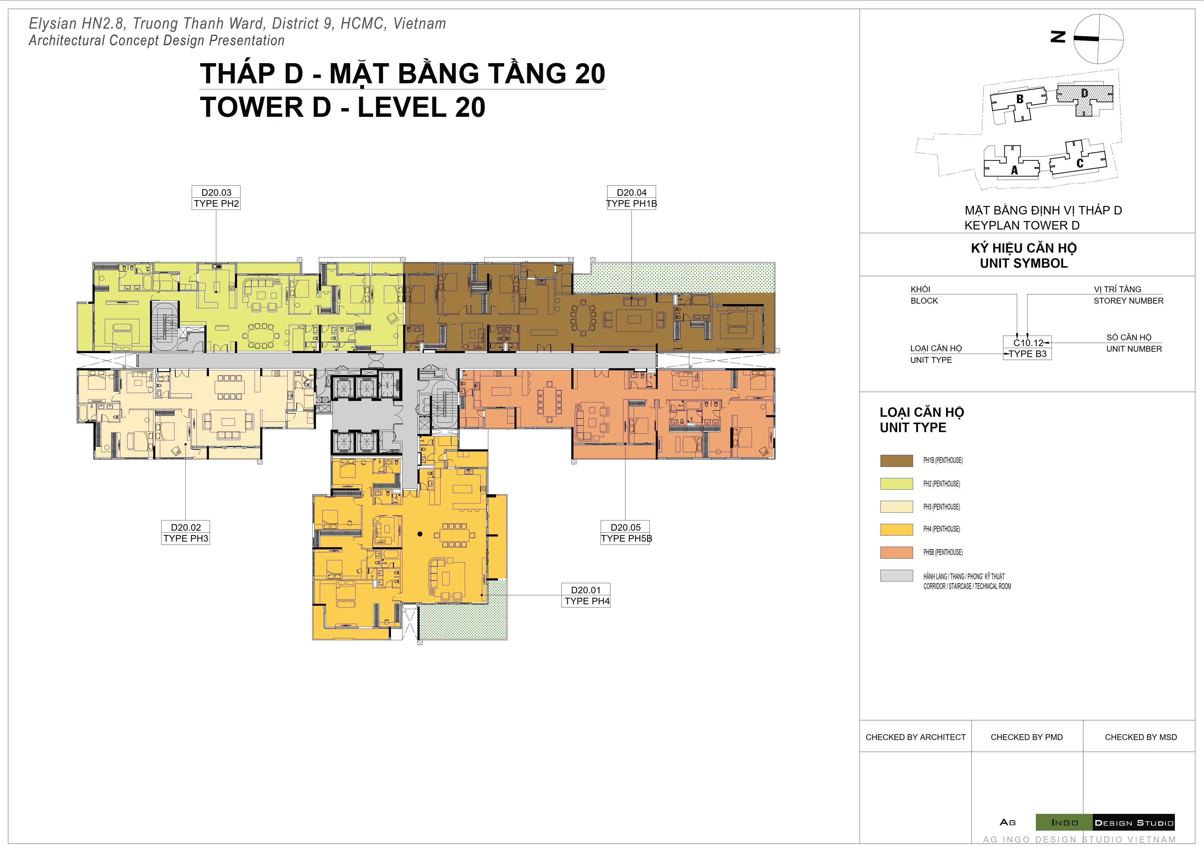 Mặt bằng Penthouse tầng 20 Tháp D Elysian