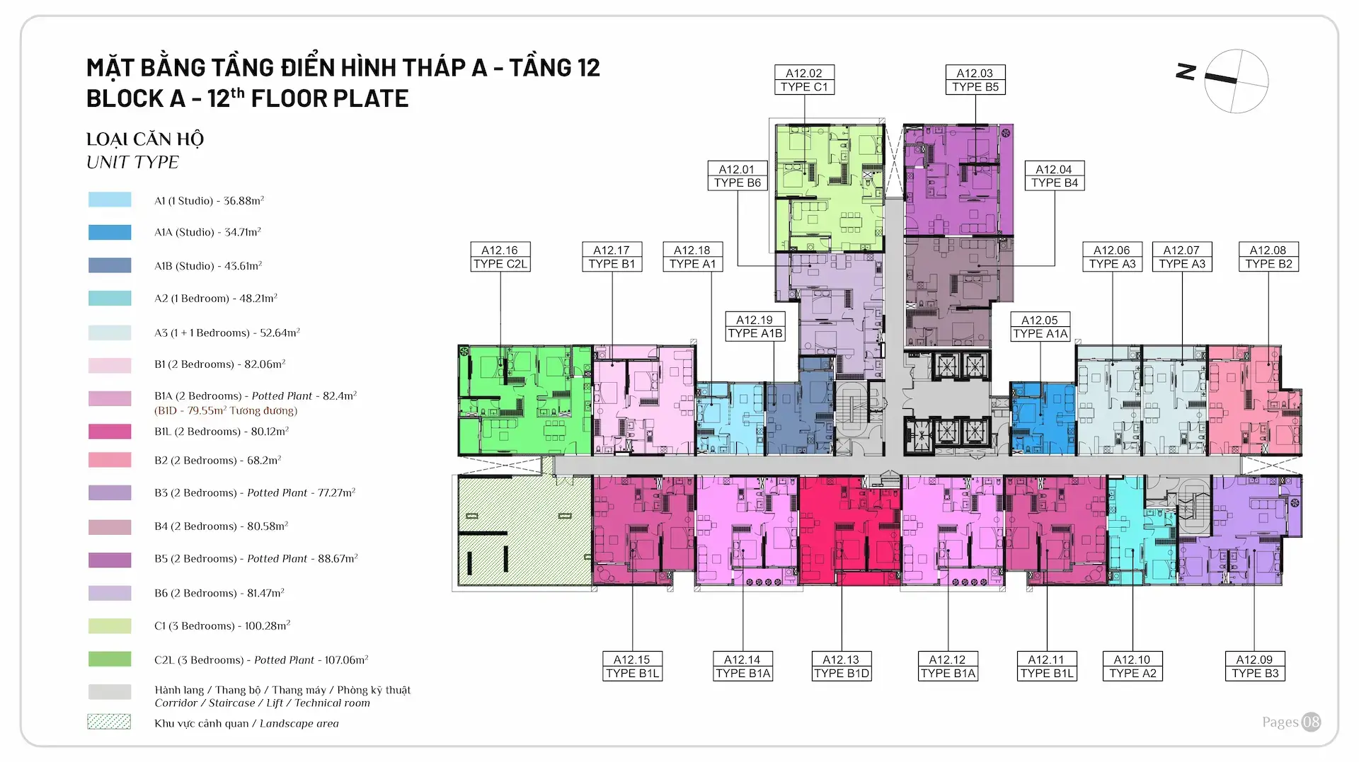 Mặt bằng tầng 12 Tháp A Elysian