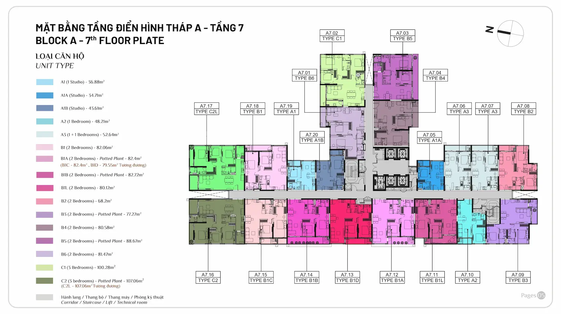 Mặt bằng tầng 7 Tháp A Elysian