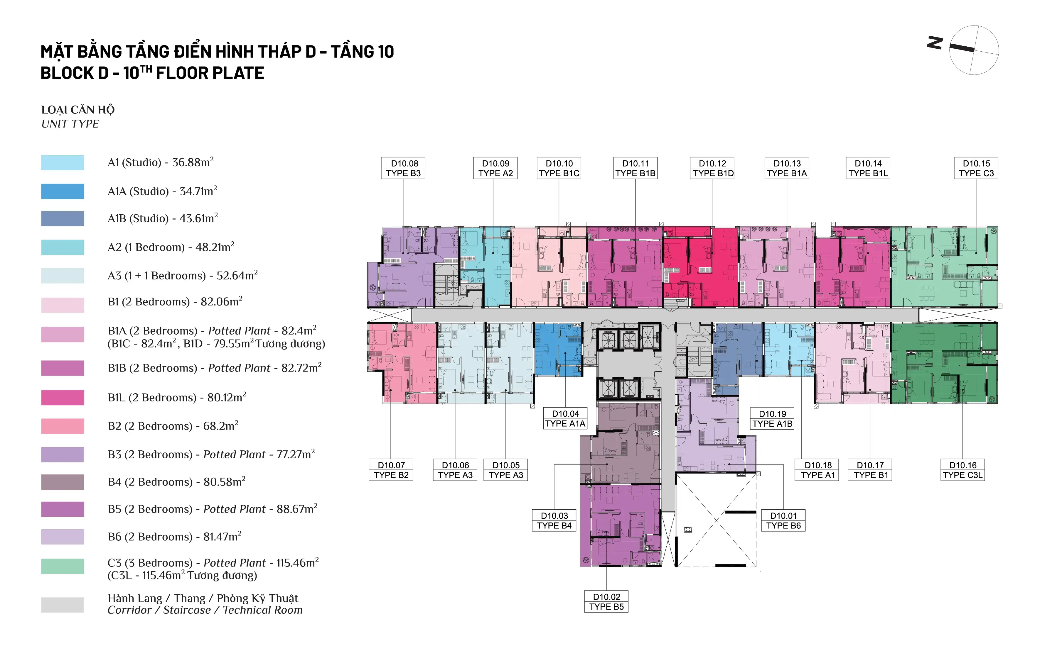 Mặt bằng tầng 10 Tháp D Elysian